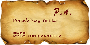 Porpáczy Anita névjegykártya
